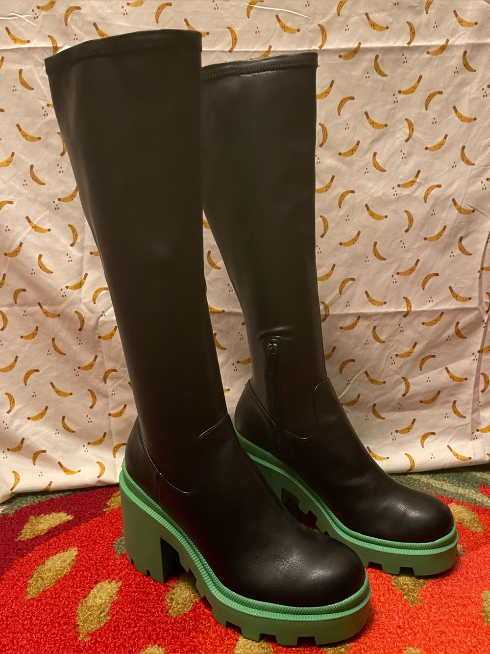 Steve Madden Knee High Combat Army Platform Goth Rave Boots